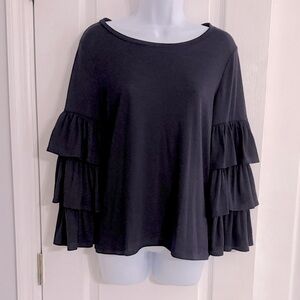 Banana Republic Navy Blue Tiered Sleeve Blouse